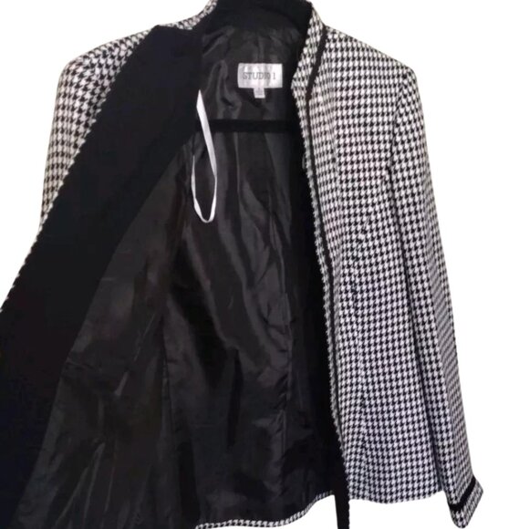 Women's Checkered Blazer Formal Black White Career Office Women’s Size 8 - Picture 4 of 11
